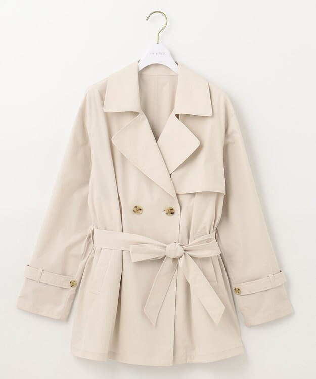 ANY SIS 【洗える】ライトプルーフハーフ トレンチ コート アイボリーベージュ