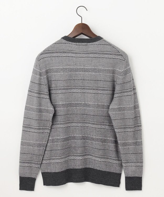 JOSEPH ABBOUD 【キングサイズ・ストレッチ/スウェードタッチ/JAPANファブリック】ジャガード柄 プルオーバー ニット ライトグレー系3