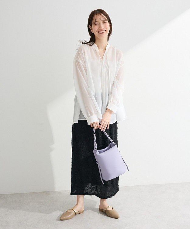 Green Parks フレアラインスキッパーブラウス Off White