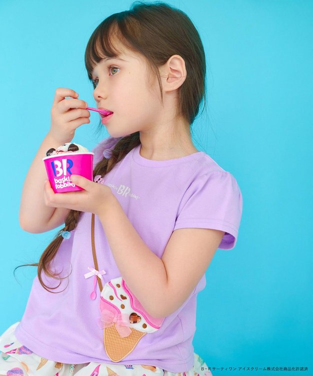 ANY KIDS 【any FAM×サーティワン アイスクリーム】フレーバー ポシェットTシャツ ラベンダー（ラブポーションサーティワン）