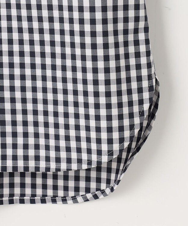 J.PRESS LADIES 【洗える・接触冷感・UVカット】エステネージュストライプ バンドカラーブラウス ホワイト×ネイビーギンガム系3