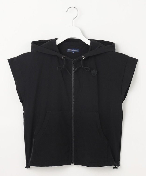 23区GOLF 【WOMEN】シアーストレッチ ショート丈フードベスト ブラック系
