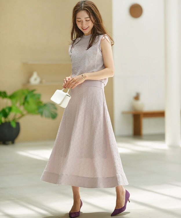 組曲 【2SET】ストレッチジャカード セットアップ ピンクグレージュ系