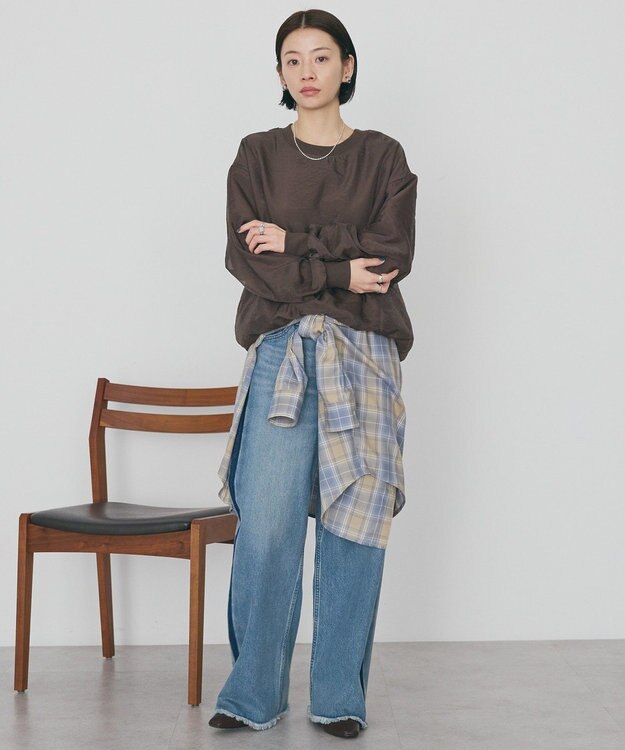 AMERICAN HOLIC オーガンジーレイヤードスウェットプルオーバー Brown