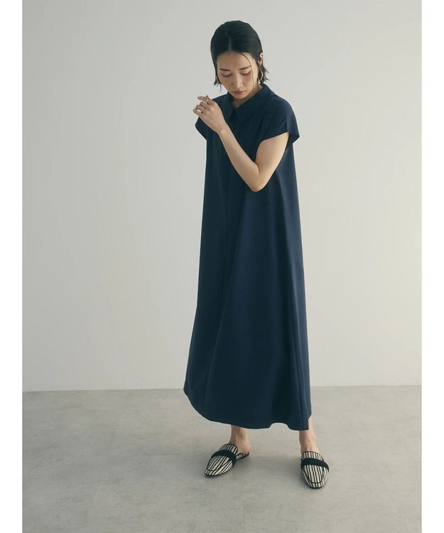 Green Parks armonia.襟付きフレアワンピース Navy