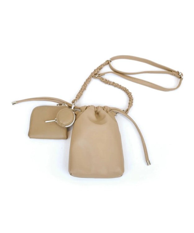 UNBILLION cachecache バンジーコード巾着スマホショルダー オーク