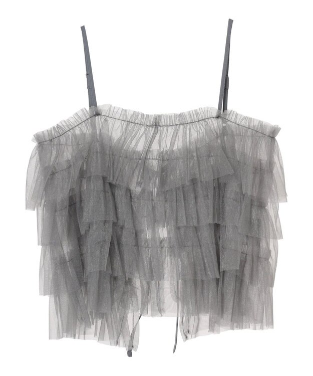 Green Parks ・ＥＬＥＮＣＡＲＥ　ＤＵＥ　２ｗａｙラメチュールフリルキャミ Charcoal Gray