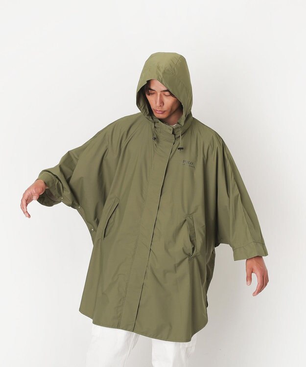MOONBAT POLO RALPH LAUREN レインポンチョ レインベア 50デニール生地／着丈98cm 収納袋付き カーキー
