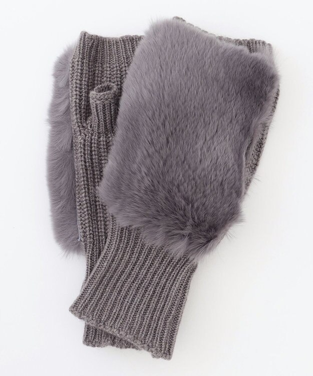 BEIGE， ALPO / ラビットファーグローブ Gray