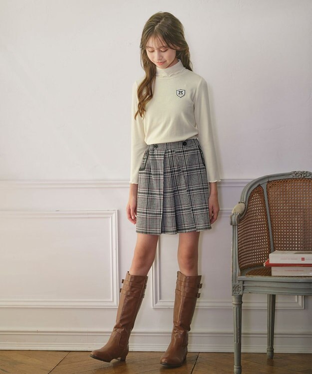 組曲 KIDS 【150-160㎝】レディチェック キュロット モノトーン