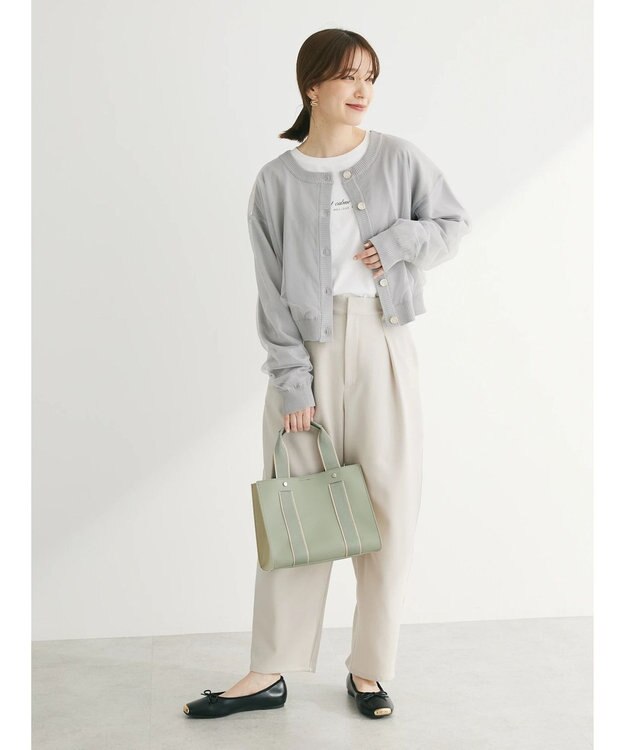 Green Parks ・ＥＬＥＮＣＡＲＥ　ＤＵＥ　２ｗａｙチュールレイヤーカーデ Gray