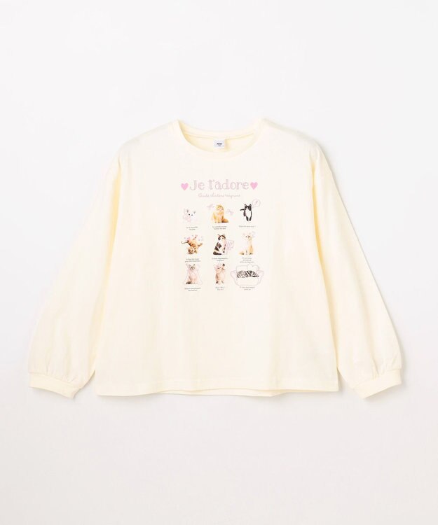 ANY KIDS 【綿100%】ネコアソート 長袖Tシャツ エクリュ