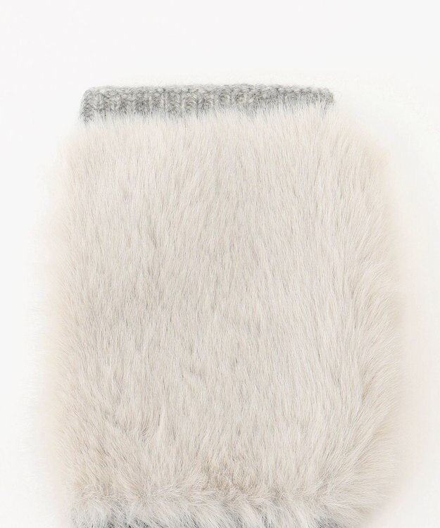 ICB ファー手袋 ライトグレー系