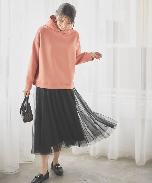 ANY L 【洗濯機可】クロップド丈ダンボールパーカー コーラル