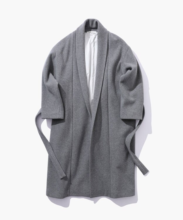 ATON ROYAL CHUNKY FLEECE | ショールカラーコート TOP GRAY