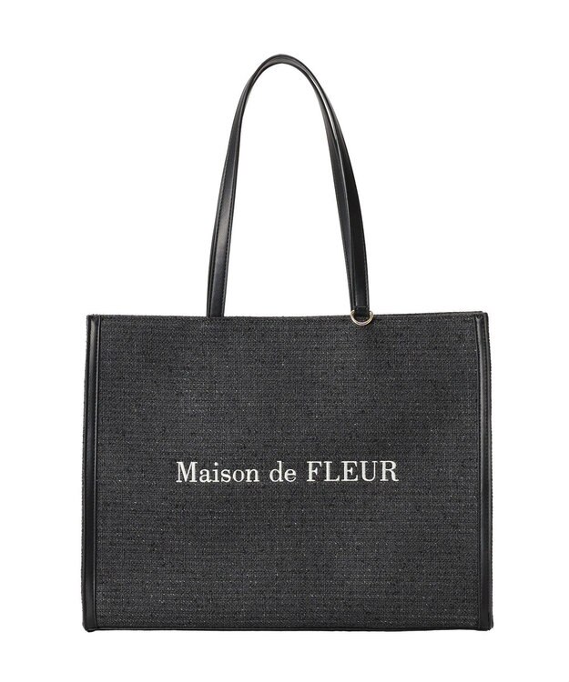 Maison de FLEUR ツイードキャリーオントートバッグ Black
