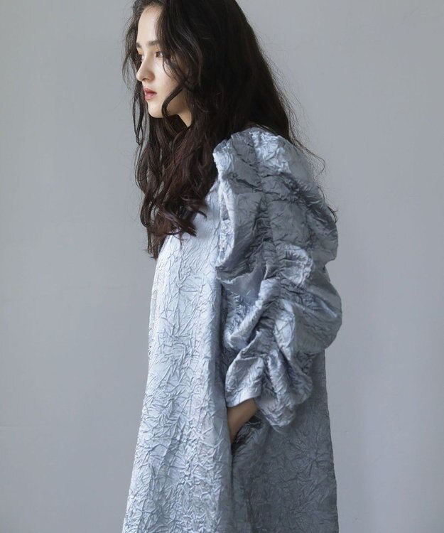 Green Parks ■ＥＳＣＡＲ　エンボスギャザースリーブワンピース Silver