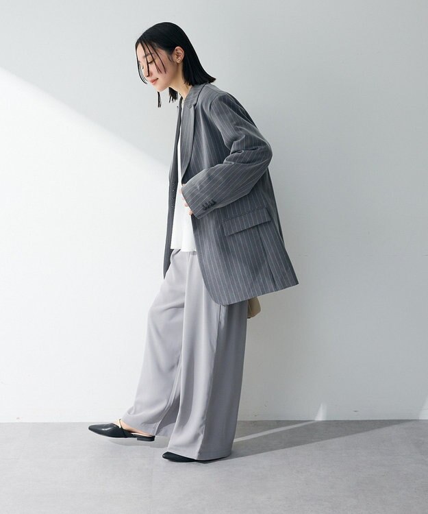 Green Parks 裏付きテーラードジャケット Stripe Gray