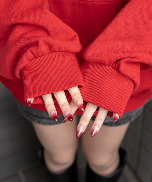 WEGO グラフィックビッグプルパーカー レッド