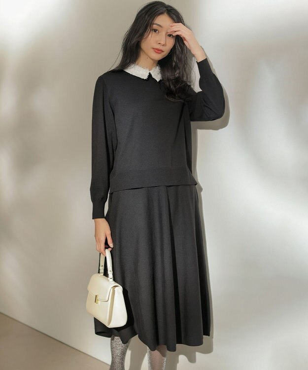 組曲 S 襟付きニットアップ ブラック系