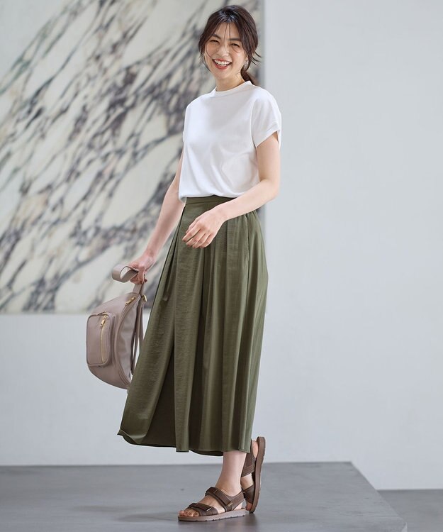 ANY 【UVケア/接触冷感】モックネックフレンチスリーブＴシャツ オフ