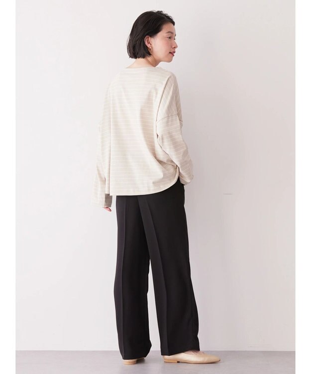 AMERICAN HOLIC ボートネックボーダープルオーバー Gray Beige