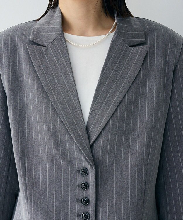 Green Parks 裏付きテーラードジャケット Stripe Gray