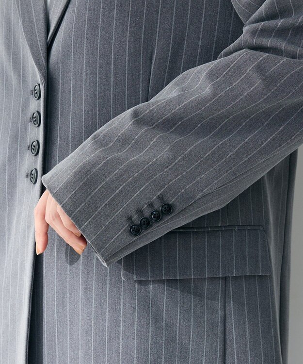 Green Parks 裏付きテーラードジャケット Stripe Gray