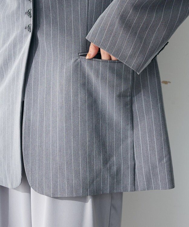 Green Parks 裏付きテーラードジャケット Stripe Gray