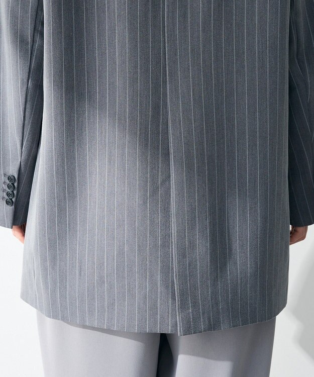 Green Parks 裏付きテーラードジャケット Stripe Gray