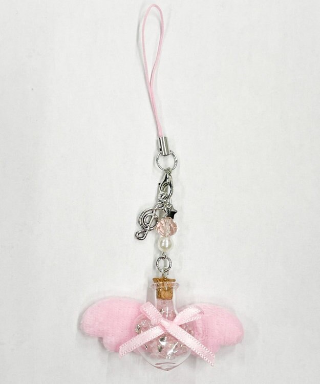 WEGO カラーリボンエンジェルキーホルダー ピンク