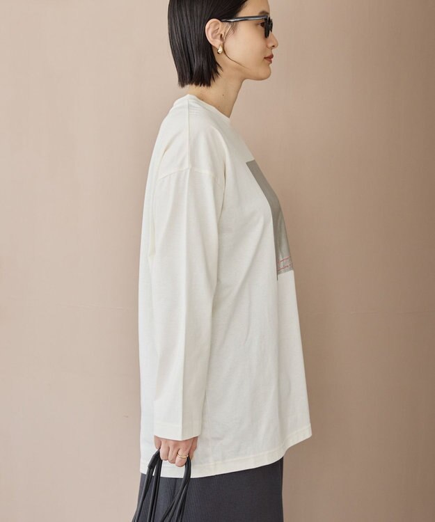 AMERICAN HOLIC ボックス箔プリントロングTシャツ Off White