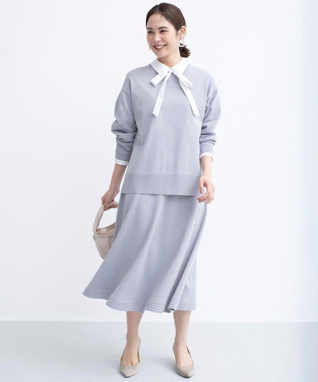 組曲 【セットアップ着用可・WEB限定カラーあり】MINA ニットフレアスカート 【WEB限定】ライトグレー系9