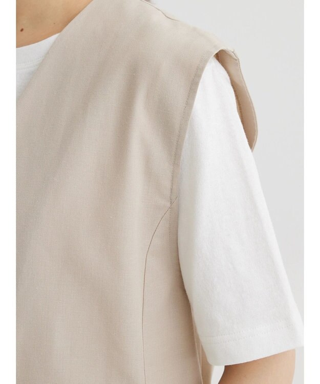 Green Parks 綿麻混シングルミディ丈ベスト Black