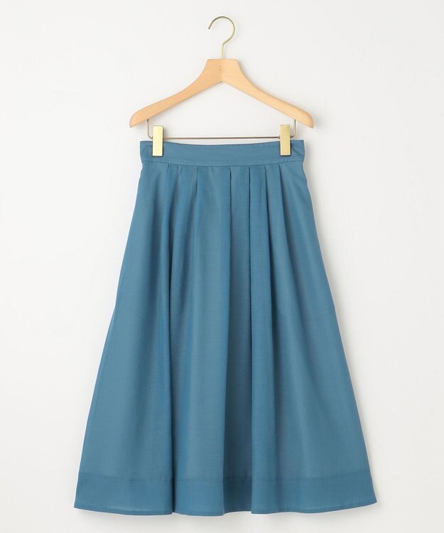 組曲 L 【洗える・シワになりにくい】カラーボイル シアーフレアスカート ダスティブルー系