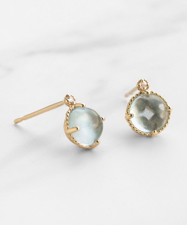 TOCCA 【WEB限定＆数量限定】BLOOMING BUD  K10 ミルキーアクアマリン カボションカット ピアス ミルキーアクアマリン