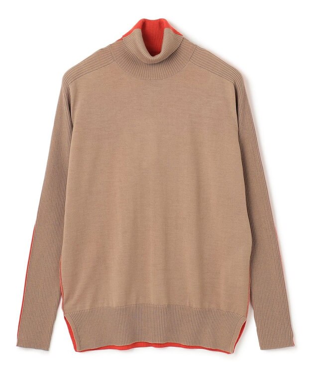 BEIGE， 【洗える】LA MONNAIE / タートルネックニット Milk Tea × Red Orange