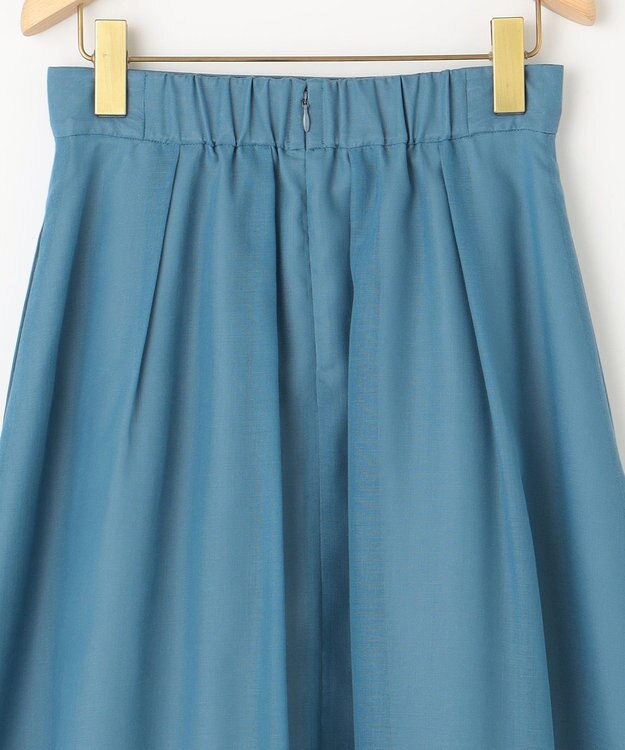 組曲 L 【洗える・シワになりにくい】カラーボイル シアーフレアスカート ダスティブルー系