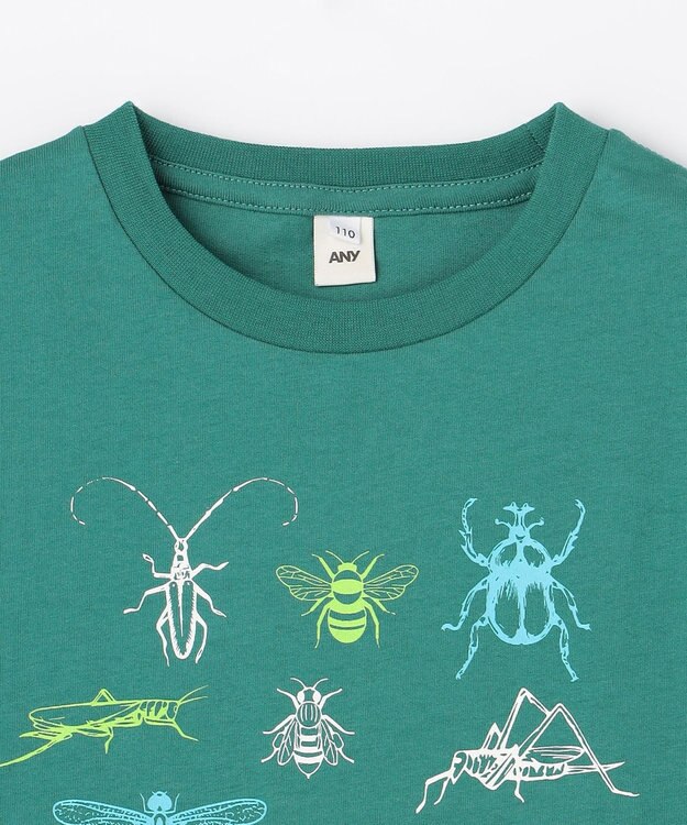 ANY KIDS 【洗濯機可能】昆虫プリント 半袖Tシャツ グリーン