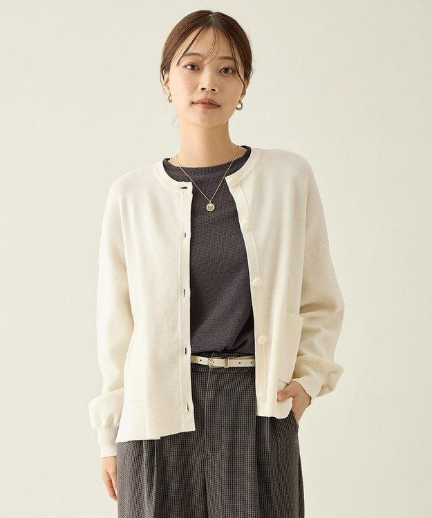 ANY スウェットライクニットカーディガン エクリュ