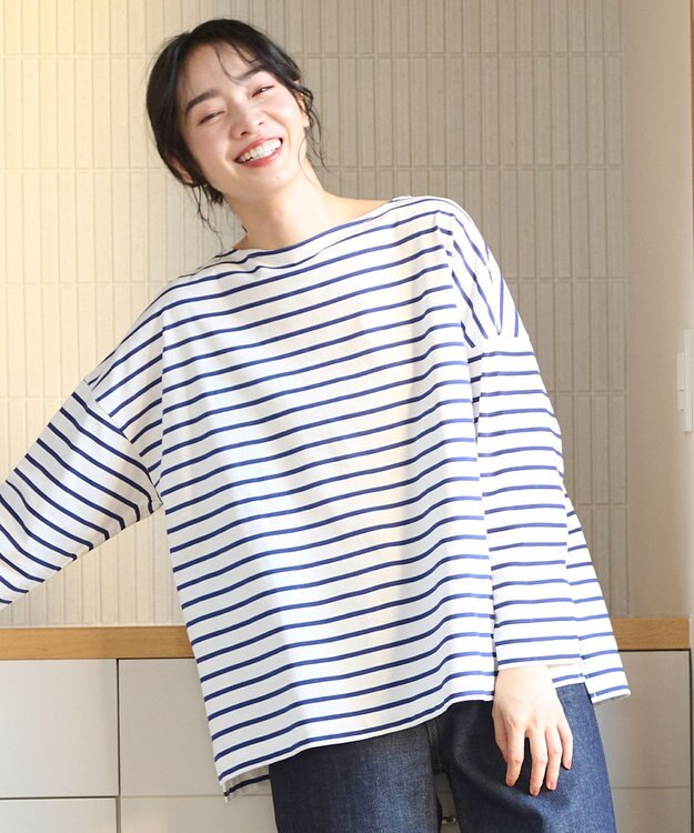 ANY オーガビッツ ボーダーカットソー ブルー