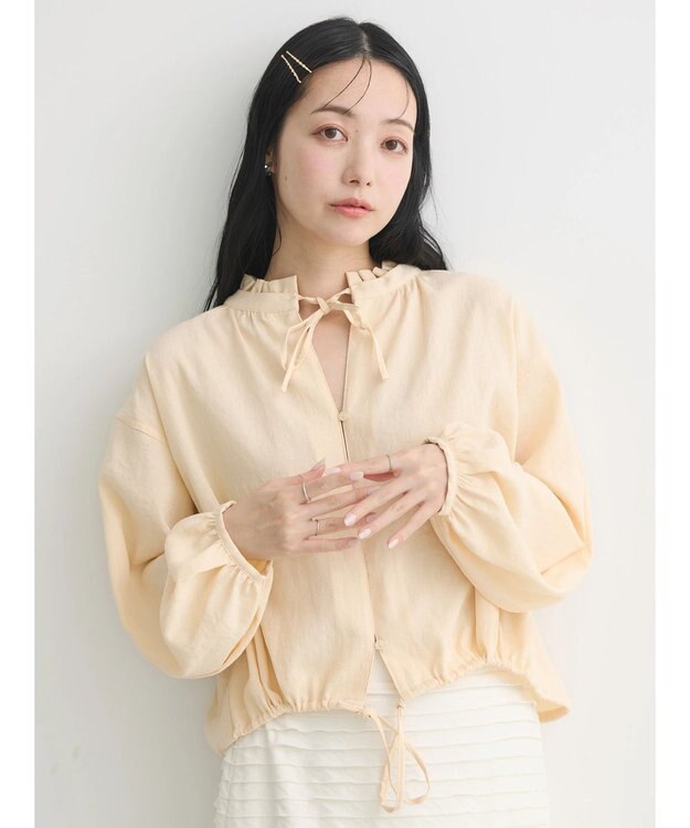 earth music&ecology カフタンフリルブラウス Yellow