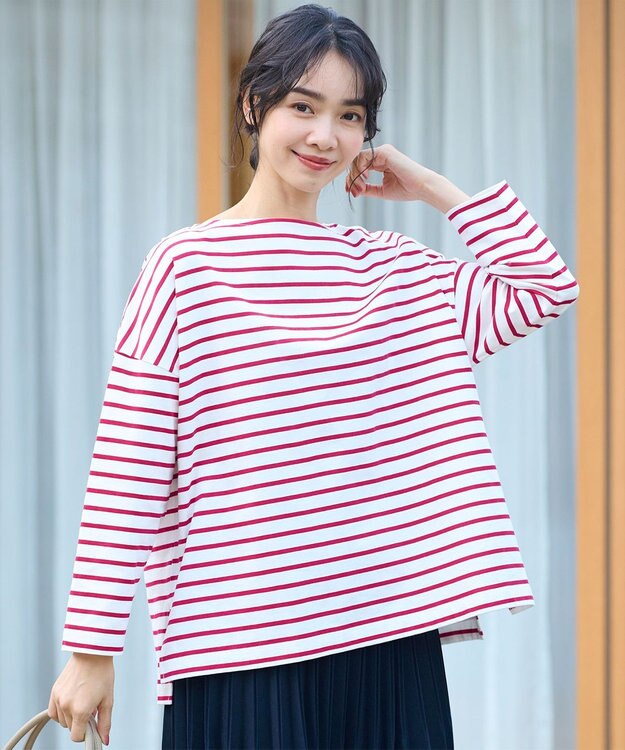 ANY オーガビッツ ボーダーカットソー マゼンタ