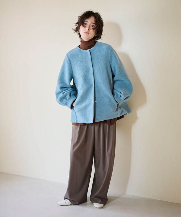 #Newans 【洗濯機可/しわになりにくい】ベリーワイドパンツ モカブラウン