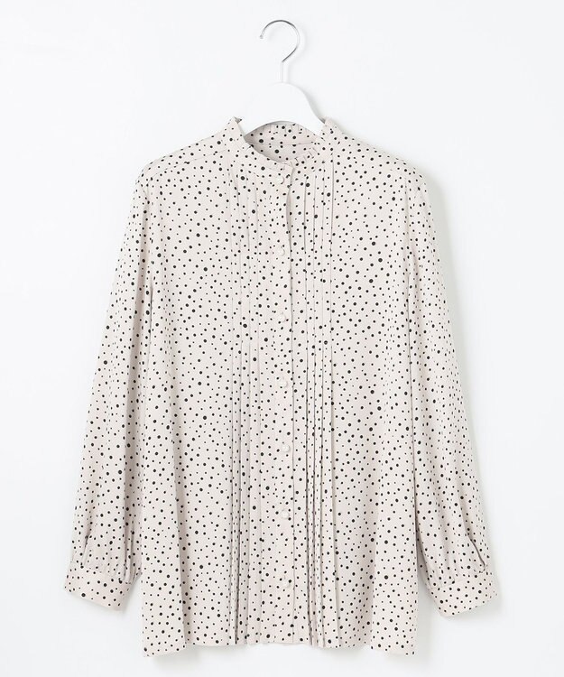 自由区 【洗える】TOROハイネック ブラウス シャンパンドット