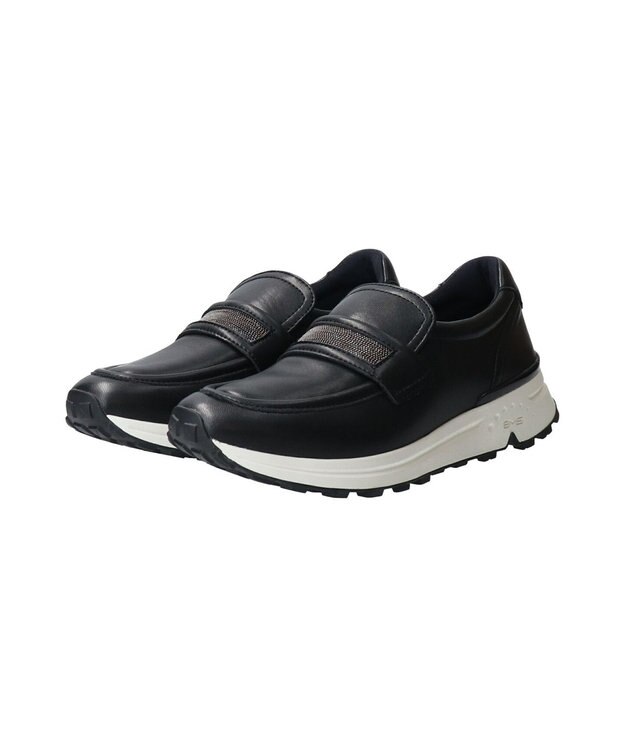 INTER-CHAUSSURES 【BUSSOLA】撥水ローファースニーカー ブラック