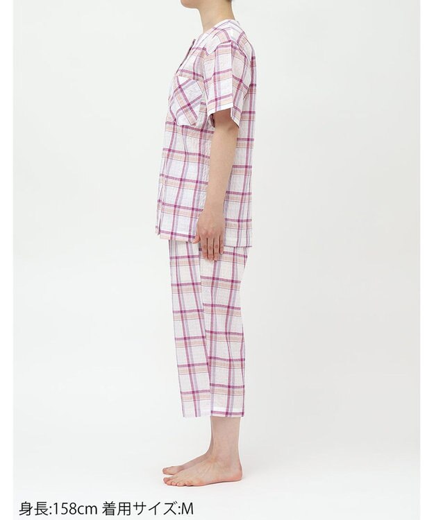 ワコール／睡眠科学 パジャマ 5分袖 半袖 7分丈 綿混ローン素材 レディース YDT143 睡眠科学／ワコール ロマンピンク