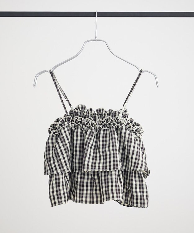 earth music&ecology 【予約】アソートチェックティアードビスチェ チェックブラック