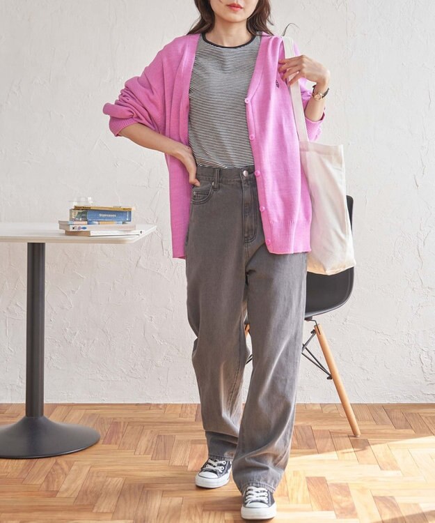 WEGO U.S POLO ASSN.カラーワンポイントカーディガン ピンク