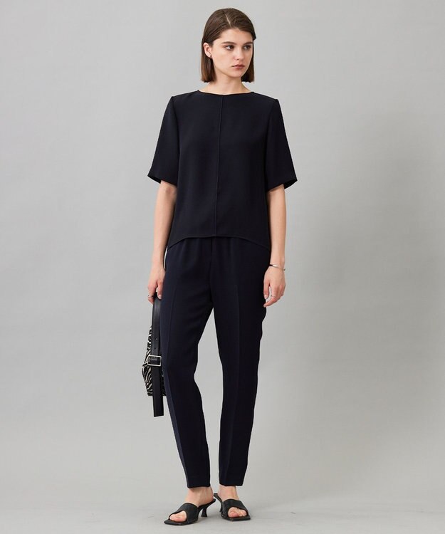 ICB 【UVカット・防シワ・洗える】ライトダブルクロス ドロストパンツ ネイビー系